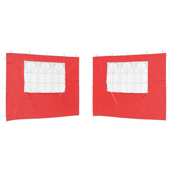 Grote foto vidaxl party tent zijwand 2 pcs 300 x 195 cm rood pe en staal tuin en terras overige tuin en terras