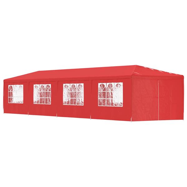 Grote foto vidaxl partytent 1200 x 300 x 255 cm rood pe en staal tuin en terras overige tuin en terras