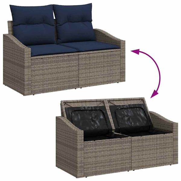 Grote foto vidaxl tuinbank grijs 123 x 62 x 69cm poly rattan tuin en terras tuinmeubelen