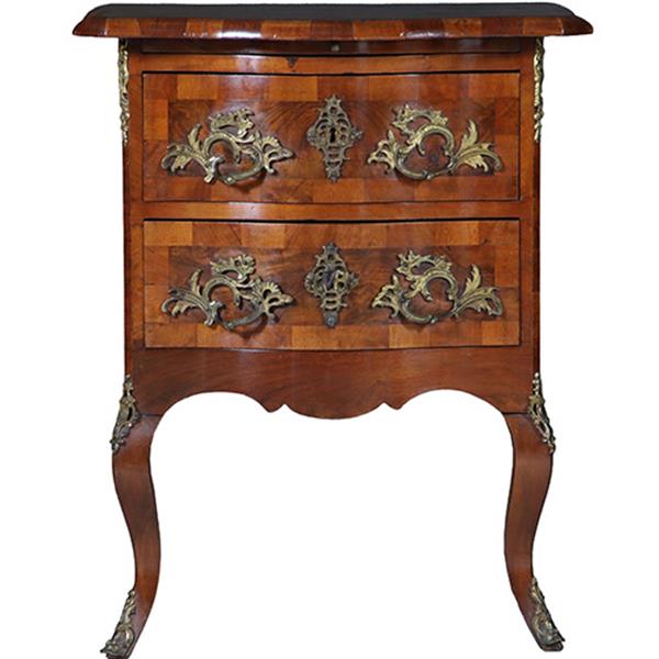 Grote foto kleine dresdener barok commode ca 1860 in noten met wortelnoten en uittrekbaar blad no.400940 antiek en kunst stoelen en banken