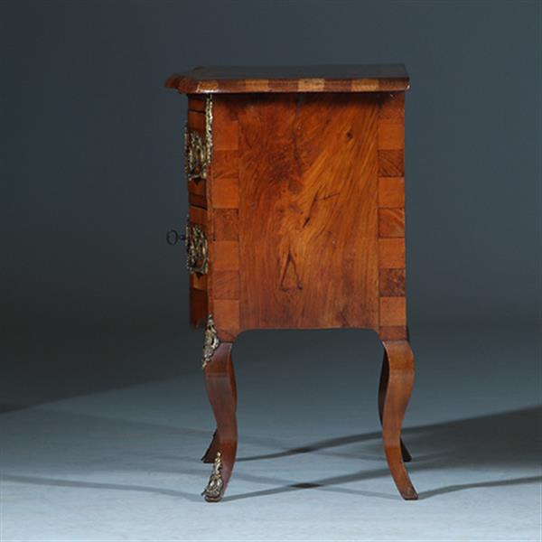 Grote foto kleine dresdener barok commode ca 1860 in noten met wortelnoten en uittrekbaar blad no.400940 antiek en kunst stoelen en banken