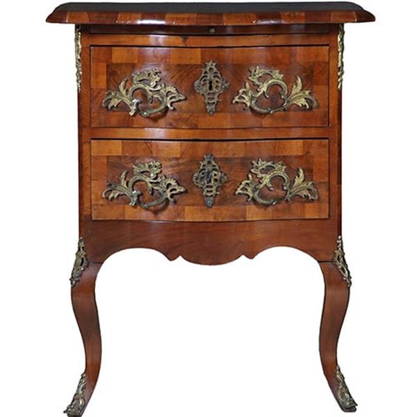 Grote foto kleine dresdener barok commode ca 1860 in noten met wortelnoten en uittrekbaar blad no.400940 antiek en kunst stoelen en banken