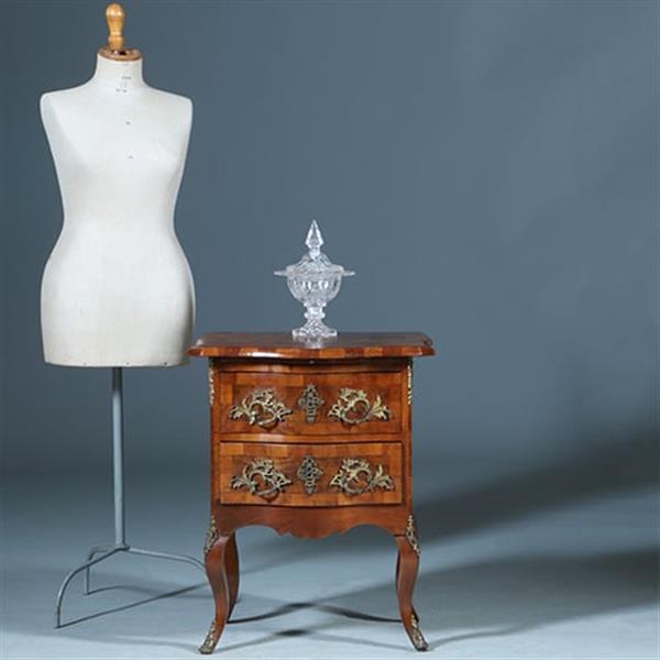 Grote foto kleine dresdener barok commode ca 1860 in noten met wortelnoten en uittrekbaar blad no.400940 antiek en kunst stoelen en banken