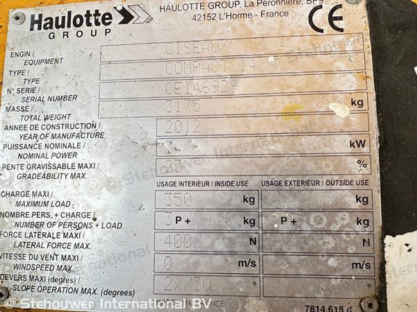 Grote foto haulotte compact 14 hoogwerker schaarhoogwerker doe het zelf en verbouw hoogwerkers