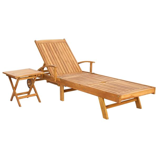 Grote foto vidaxl ligbed met tafel bruin massief teakhout tuin en terras tuinmeubelen