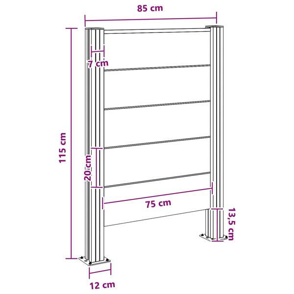 Grote foto vidaxl afvalbak schutting grijs 85 x 12 x 115 cm aluminium en wpc tuin en terras overige tuin en terras