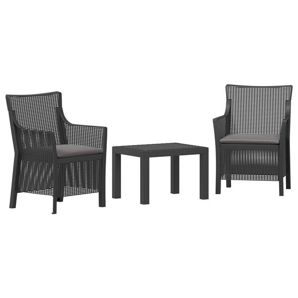Grote foto vidaxl loungeset met kussen 3 pcs antracietkleurig pp tuin en terras tuinmeubelen