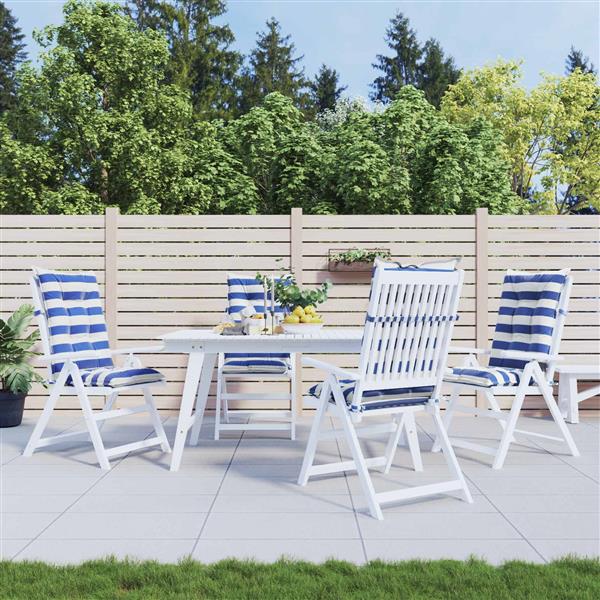 Grote foto vidaxl buiten kussen 4 pcs blauw en wit 120 x 50 x 7 cm stof huis en inrichting woningdecoratie