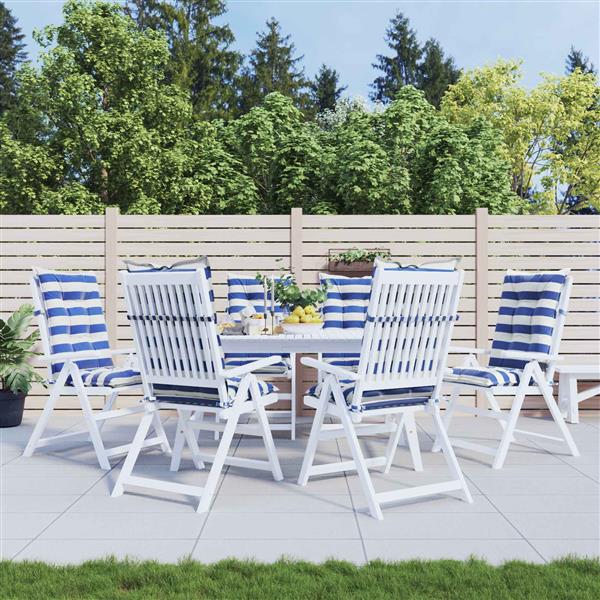Grote foto vidaxl tuinkussen 6 st blauw en wit 120 x 50 x 7 cm stof huis en inrichting woningdecoratie