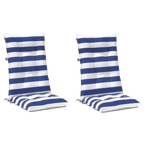 Grote foto vidaxl buiten kussen 2 pcs blauw en wit 120 x 50 x 7 cm stof huis en inrichting woningdecoratie