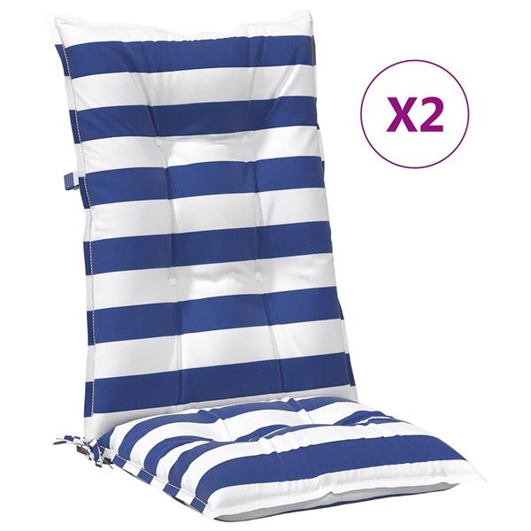 Grote foto vidaxl buiten kussen 2 pcs blauw en wit 120 x 50 x 7 cm stof huis en inrichting woningdecoratie
