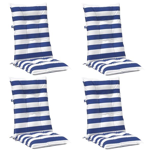 Grote foto vidaxl buiten kussen 4 pcs blauw en wit 120 x 50 x 7 cm stof huis en inrichting woningdecoratie