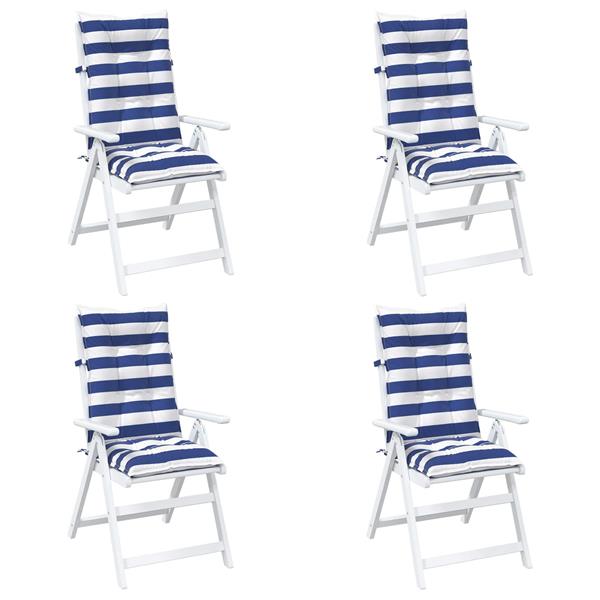 Grote foto vidaxl buiten kussen 4 pcs blauw en wit 120 x 50 x 7 cm stof huis en inrichting woningdecoratie