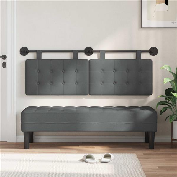 Grote foto vidaxl hangend hoofdbord donkergrijs stof antiek en kunst stoelen en banken