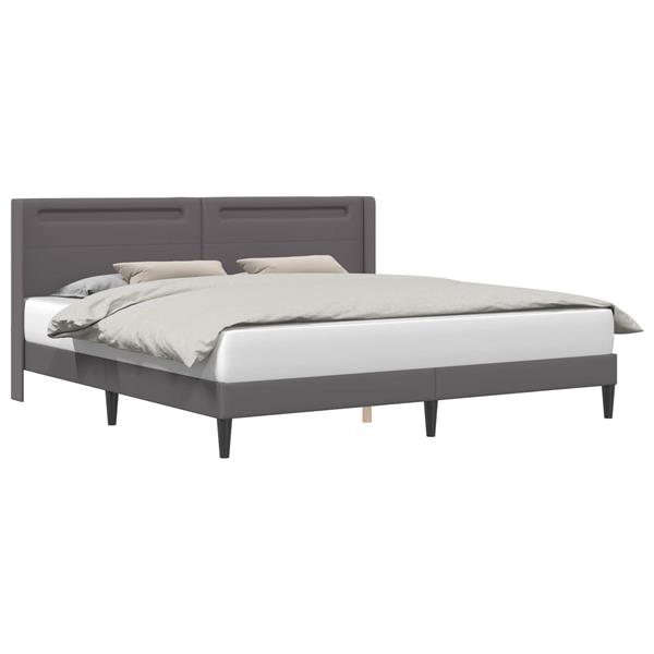 Grote foto vidaxl bedframe met led stripverlichting grijs 200 x200 cm kunstleer antiek en kunst stoelen en banken