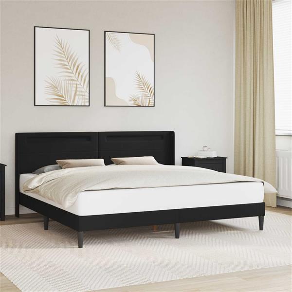 Grote foto vidaxl bedframe met led stripverlichting zwart 180 x 200 cm kunstleer antiek en kunst stoelen en banken