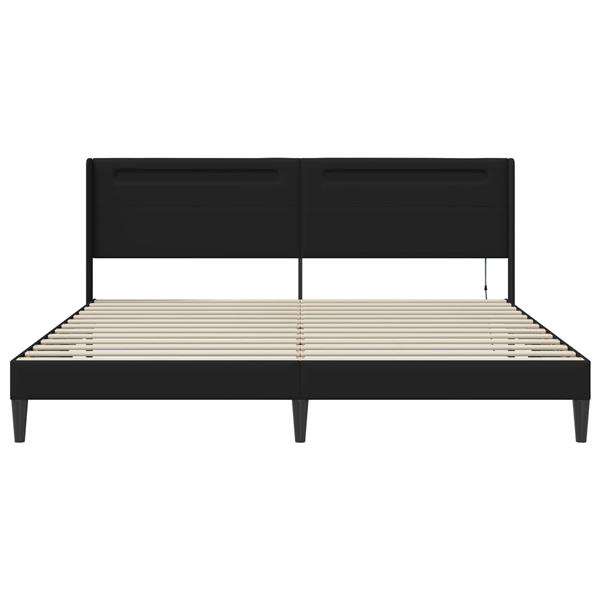 Grote foto vidaxl bedframe met led stripverlichting zwart 180 x 200 cm kunstleer antiek en kunst stoelen en banken