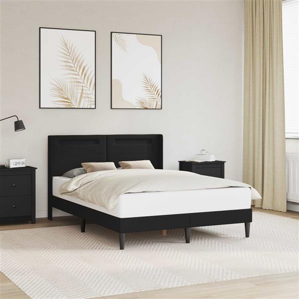 Grote foto vidaxl bedframe met led stripverlichting zwart 140 x 200 cm kunstleer antiek en kunst stoelen en banken