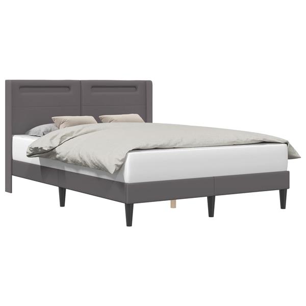 Grote foto vidaxl bedframe met led stripverlichting grijs 140 x 200 cm kunstleer antiek en kunst stoelen en banken