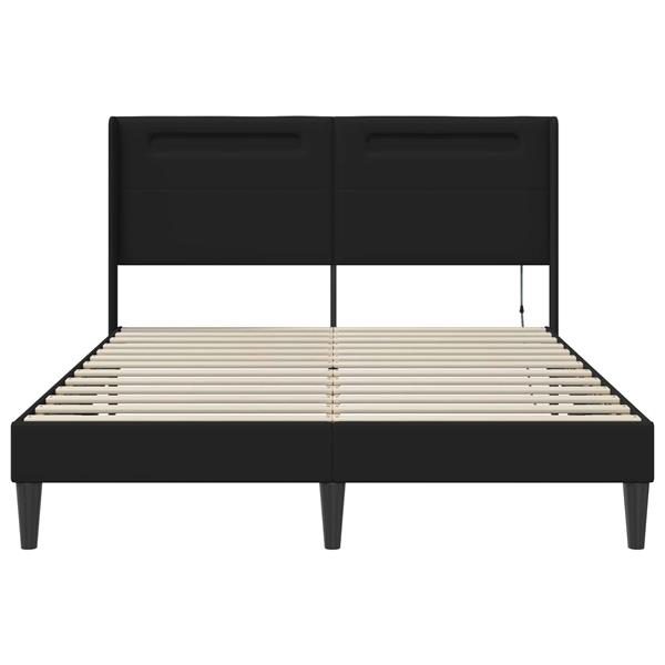 Grote foto vidaxl bedframe met led stripverlichting zwart 120 x 200 cm kunstleer antiek en kunst stoelen en banken