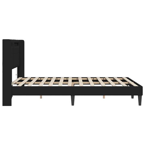 Grote foto vidaxl bedframe met led stripverlichting zwart 120 x 200 cm kunstleer antiek en kunst stoelen en banken