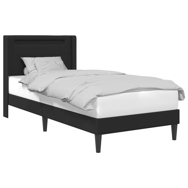 Grote foto vidaxl bedframe met led stripverlichting zwart 90 x 190 cm kunstleer antiek en kunst stoelen en banken