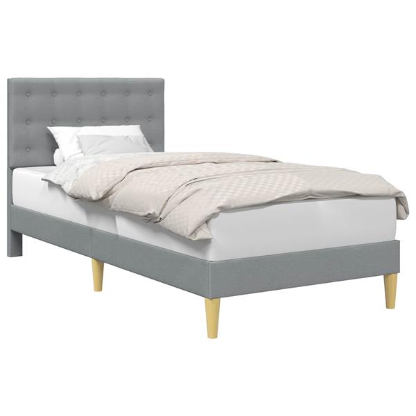 Grote foto vidaxl bedframe met hoofdeinde lichtgrijs 100 x 200 cm stof antiek en kunst stoelen en banken