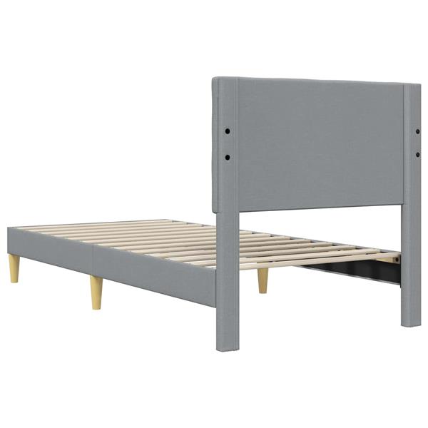 Grote foto vidaxl bedframe met hoofdeinde lichtgrijs 100 x 200 cm stof antiek en kunst stoelen en banken