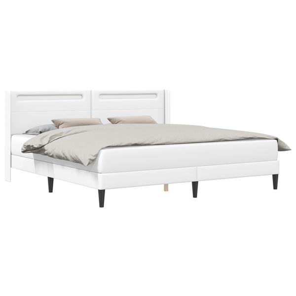 Grote foto vidaxl bedframe met led stripverlichting wit 200 x200 cm kunstleer antiek en kunst stoelen en banken