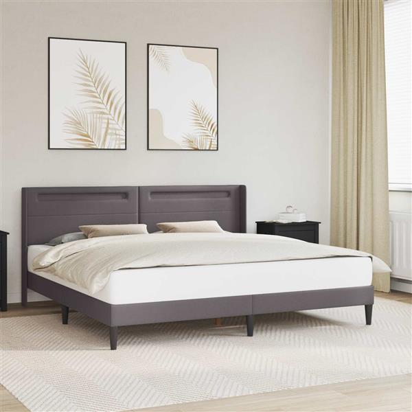 Grote foto vidaxl bedframe met led stripverlichting grijs 200 x200 cm kunstleer antiek en kunst stoelen en banken