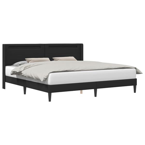 Grote foto vidaxl bedframe met led stripverlichting zwart 180 x 200 cm kunstleer antiek en kunst stoelen en banken