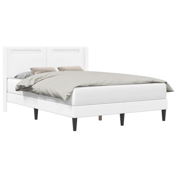 Grote foto vidaxl bedframe met led stripverlichting wit 140 x 190 cm kunstleer antiek en kunst stoelen en banken