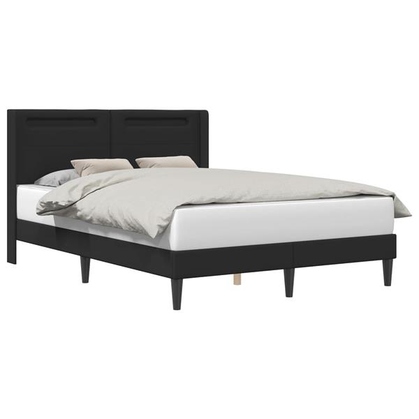 Grote foto vidaxl bedframe met led stripverlichting zwart 120 x 190 cm kunstleer antiek en kunst stoelen en banken