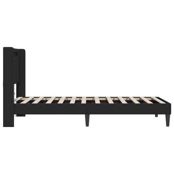 Grote foto vidaxl bedframe met led stripverlichting zwart 100 x 200 cm kunstleer antiek en kunst stoelen en banken