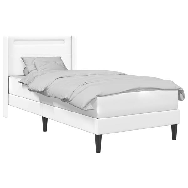 Grote foto vidaxl bedframe met led stripverlichting wit 90 x 190 cm kunstleer antiek en kunst stoelen en banken