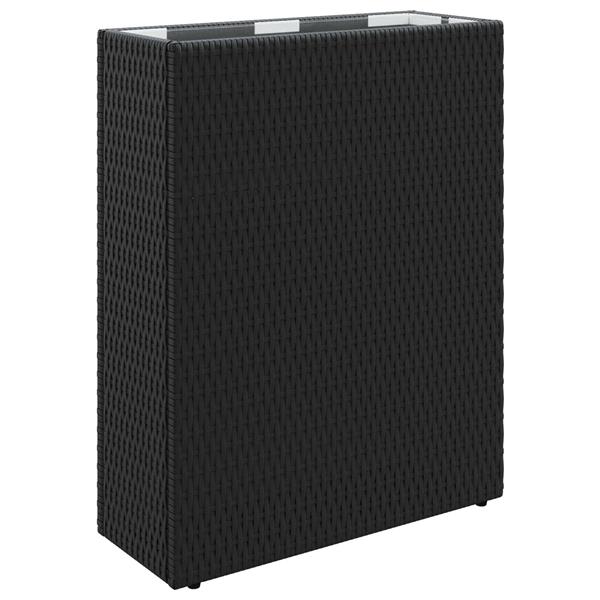Grote foto vidaxl hoge plantenbak zwart 55 x 22 x 70 cm polyrattan tuin en terras overige tuin en terras