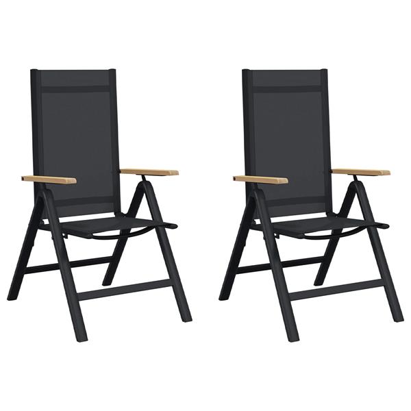 Grote foto vidaxl recliner tuinstoelen 2 pcs zwart 58 x 73 x 111 5 cm textileen tuin en terras tuinmeubelen