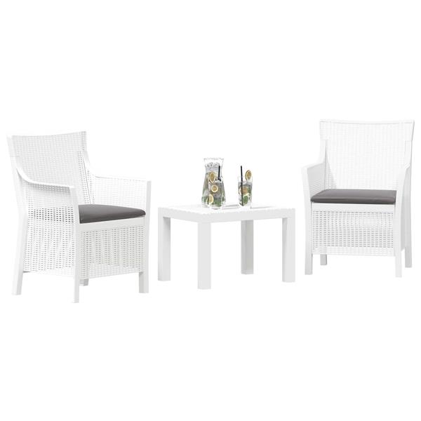 Grote foto vidaxl loungeset met kussen 3 pcs wit pp tuin en terras tuinmeubelen