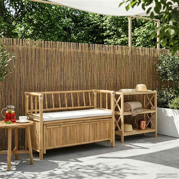Grote foto vidaxl tuinkast bank 110 x 47 x 80 cm bamboe naturel rechthoekig tuin en terras tuinmeubelen