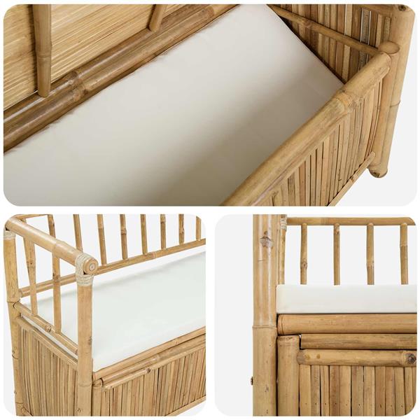 Grote foto vidaxl tuinkast bank 110 x 47 x 80 cm bamboe naturel rechthoekig tuin en terras tuinmeubelen