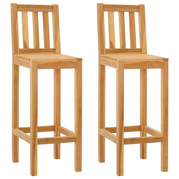 Grote foto vidaxl barkruk 2 pcs naturel 35 x 45 x 110 cm massief teakhout tuin en terras tuinmeubelen