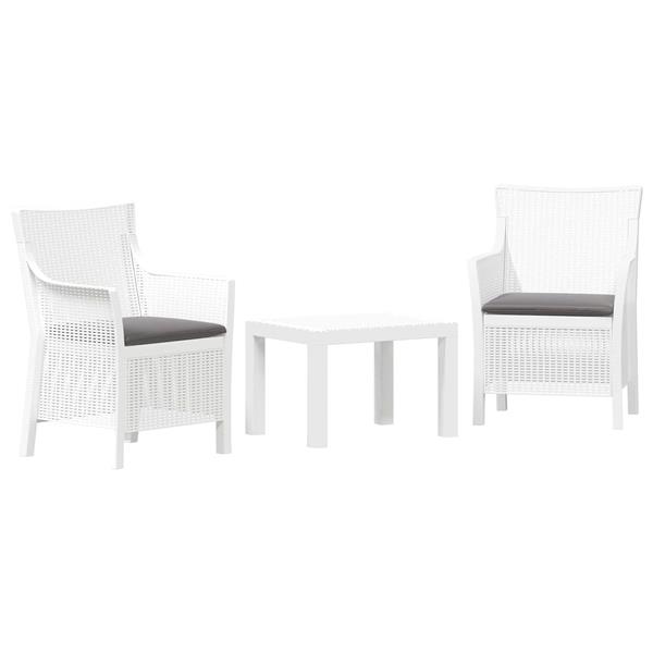 Grote foto vidaxl loungeset met kussen 3 pcs wit pp tuin en terras tuinmeubelen