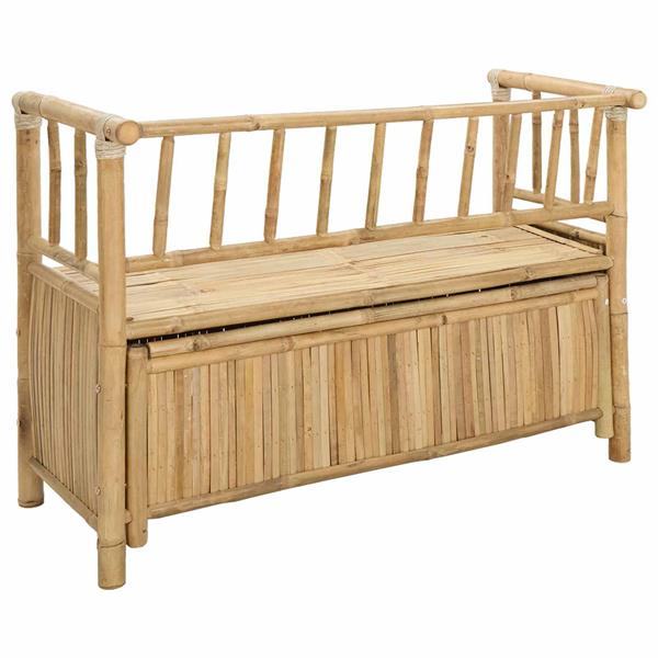 Grote foto vidaxl tuinkast bank 110 x 47 x 80 cm bamboe naturel rechthoekig tuin en terras tuinmeubelen