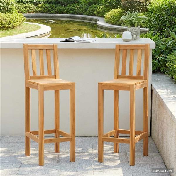 Grote foto vidaxl barkruk 2 pcs naturel 35 x 45 x 110 cm massief teakhout tuin en terras tuinmeubelen