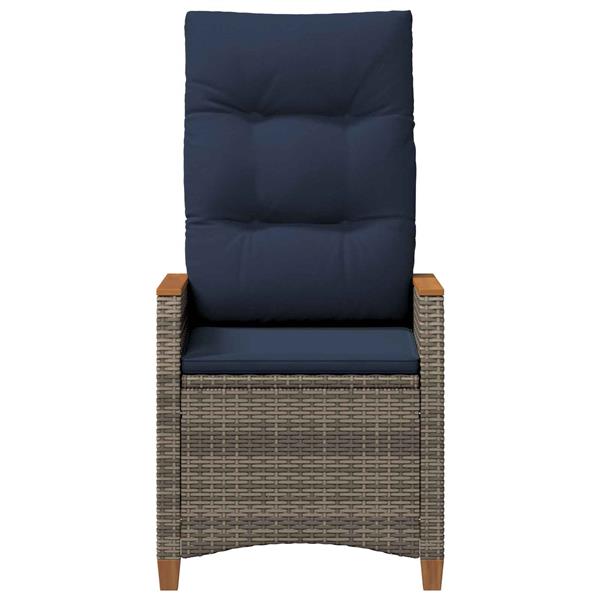 Grote foto vidaxl verstelbare tuinstoel 2 pcs grijs en marineblauw poly rattan tuin en terras tuinmeubelen