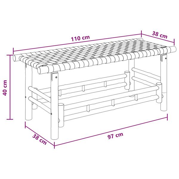 Grote foto vidaxl tuinbank 110 x 38 x 40 cm bamboe naturel rechthoekig tuin en terras tuinmeubelen