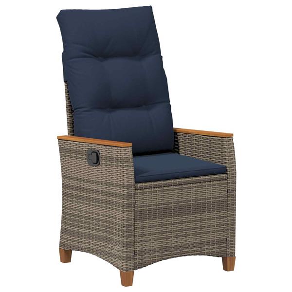 Grote foto vidaxl verstelbare tuinstoel 2 pcs grijs en marineblauw poly rattan tuin en terras tuinmeubelen
