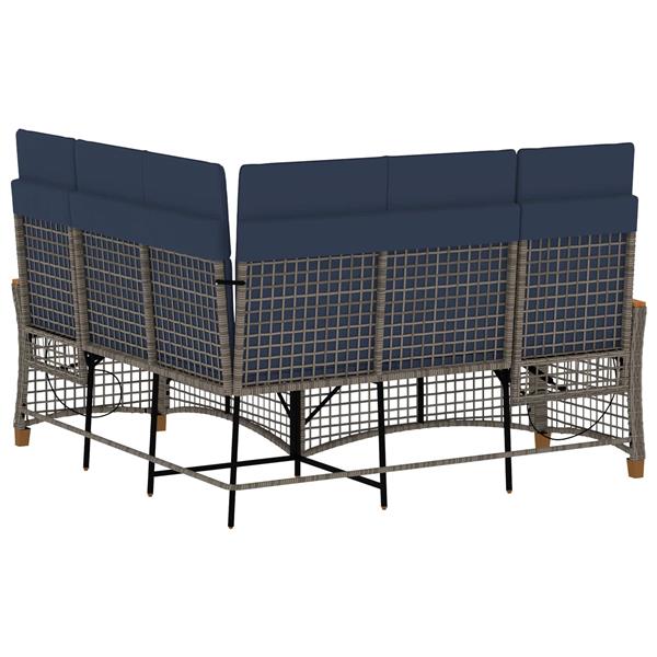 Grote foto vidaxl tuin ligbankset grijs en marineblauw 164 x 164 x 112 cm tuin en terras tuinmeubelen