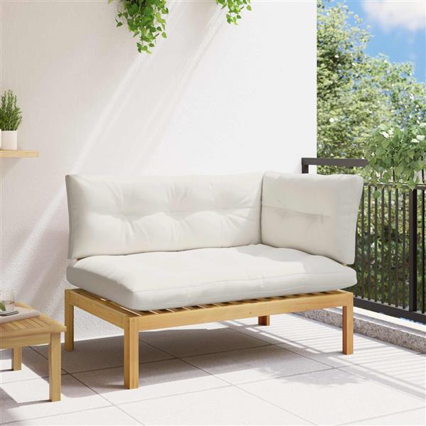 Grote foto vidaxl hoekstoffe licht acacia en cr me wit 132 x 92 x 82 cm tuin en terras tuinmeubelen
