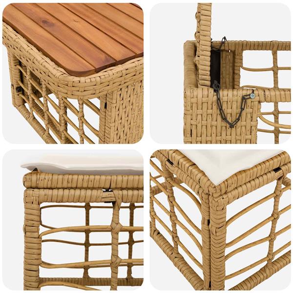 Grote foto vidaxl tuin eettafelset 4 pcs natuur en wit poly riet en acaciahout tuin en terras tuinmeubelen